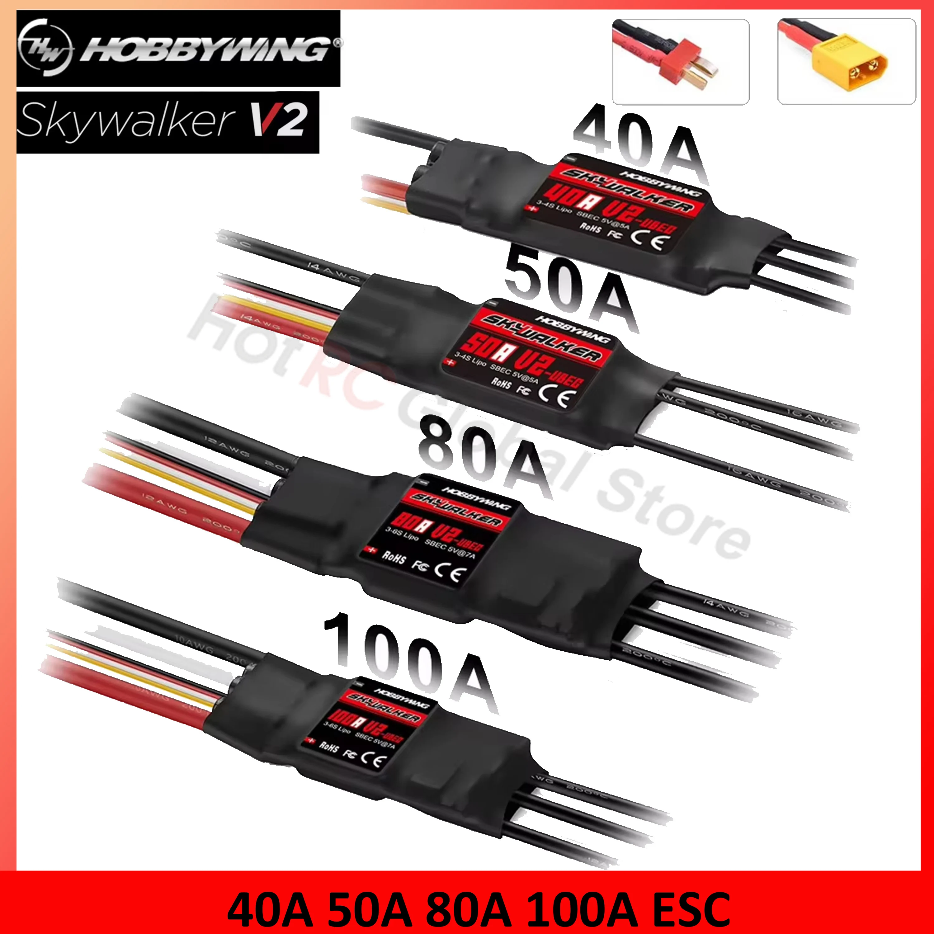 Drone Rc Jet - HOBBYWING-Controlador de velocidade Skywalker Brushless ESC,