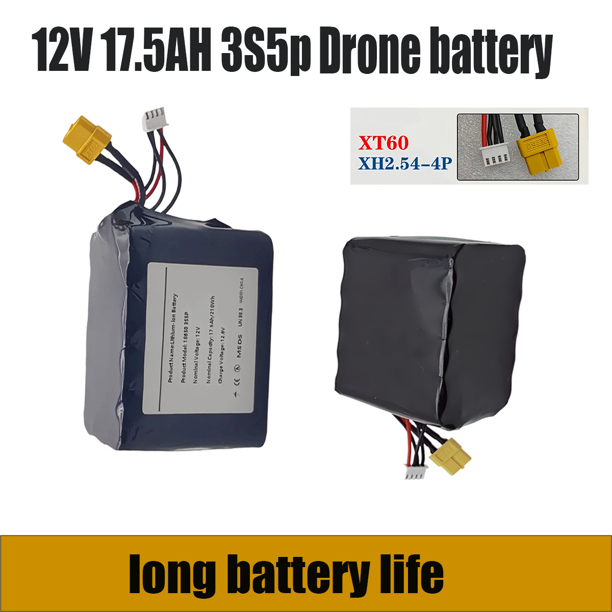 Drone Xh2 Rc - 12V 17,5Ah 3S5P 18650 Bateria de